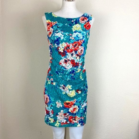 Bisou Bisou Knee Length Floral Sleeveless Dress - Picture 1 of 4